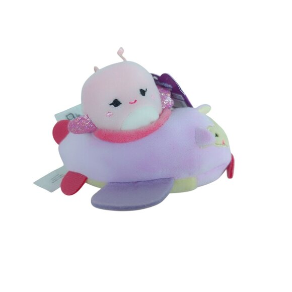 Squishville Mini Squishmallow Pink Axolotl In‎ Purple Airplane Plush Toy - Picture 1 of 14